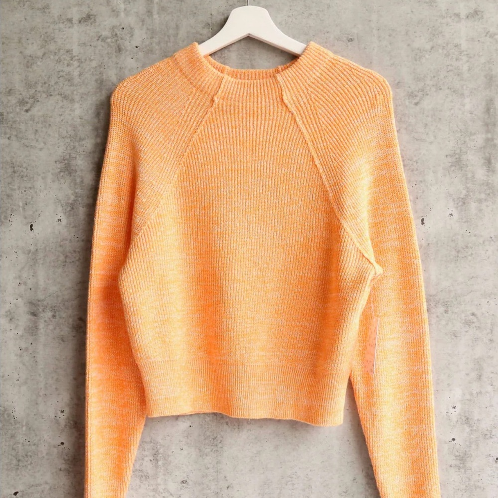 Free People - Too Good Ribbed Trim Pullover Sweater - Orange Zest